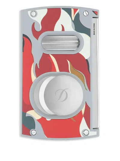 St Dupont Flame-patterned Cigar Cutter In Red