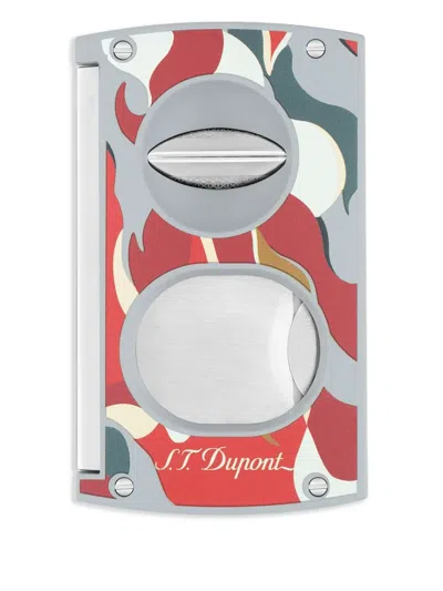St Dupont Flame-patterned Cigar Cutter In Red