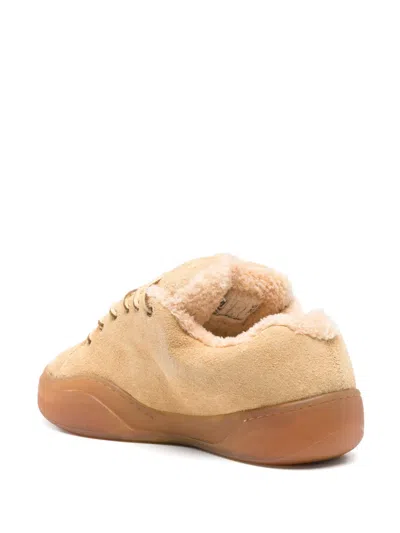 Erl 'vamp Skate' Brown Low Top Sneakers With Contrasting Sole In Beige