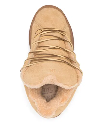Erl 'vamp Skate' Brown Low Top Sneakers With Contrasting Sole In Beige
