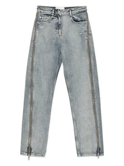 3.1 Phillip Lim Denim Curve Pants With Zippers Washed Indigo In Blue