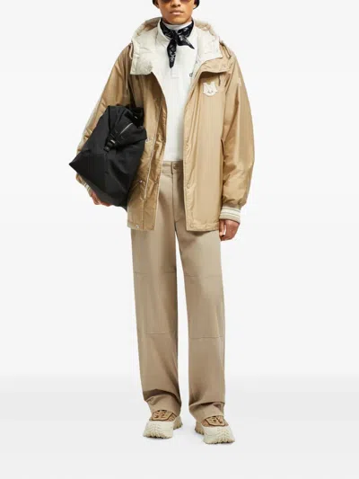 Moncler Pantalon En Gabardine De Coton In Neutrals
