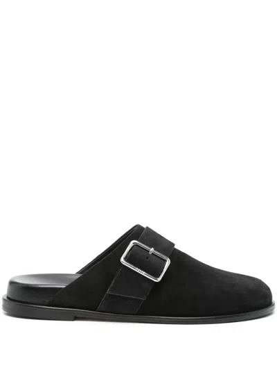 Aeyde Finja Suede Slides In Black