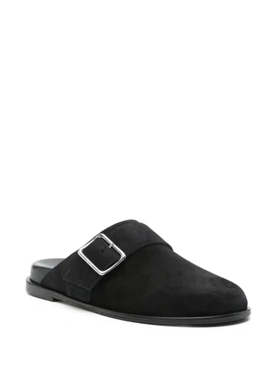 Aeyde Finja Suede Slides In Black
