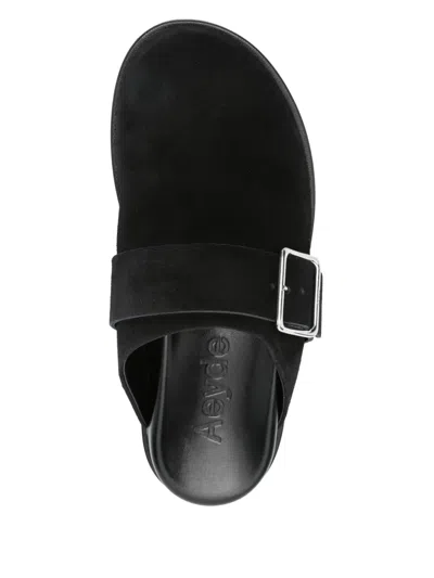 Aeyde Finja Suede Slides In Black