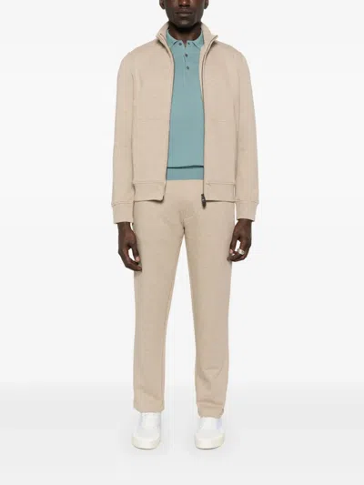 Canali Mélange-effect Track Pants In Neutrals