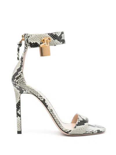 Tom Ford 105mm Padlock Embossed Leather Sandals In Multi