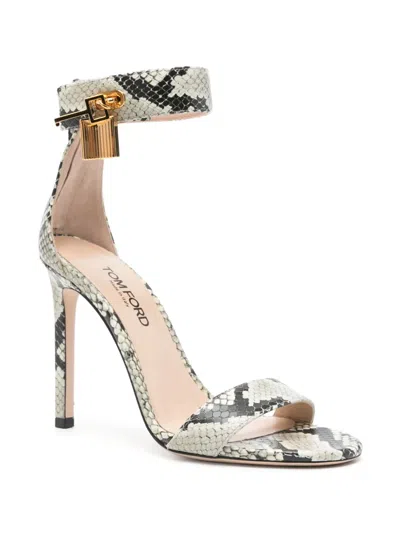 Tom Ford 105mm Padlock Embossed Leather Sandals In Multi