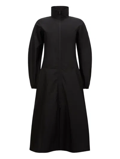 Moncler Robe Midi En Coton À Col Roulé In Black