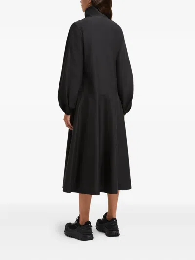 Moncler Robe Midi En Coton À Col Roulé In Black