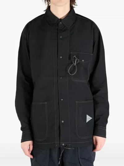 And Wander Contrast-stitching Overshirt In Black