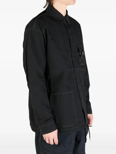 And Wander Contrast-stitching Overshirt In Black