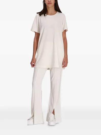 Liu •jo Crewneck T-shirt With Side Buttons Split In White