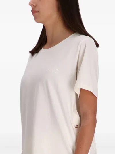 Liu •jo Crewneck T-shirt With Side Buttons Split In White