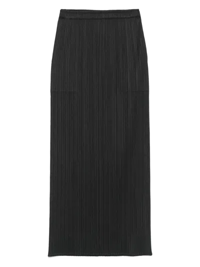 Issey Miyake Midi Skirt Featuring Pleated Design In Black