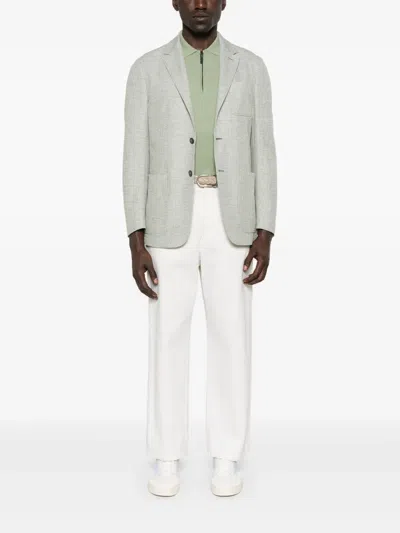 Canali Textured Blazer In Green
