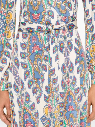 佩斯理印花中长连衣裙