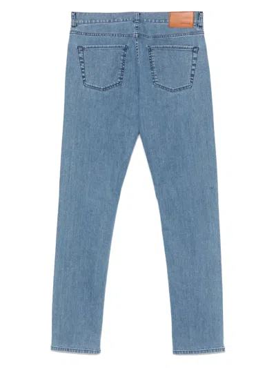 Canali Logo-patch Jeans In Blue