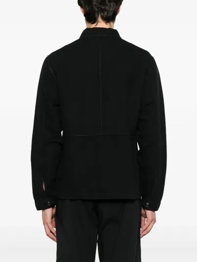 C.p. Company Black Cotton Jacket With Button-up Front In Black