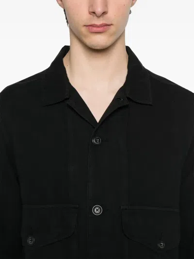 C.p. Company Black Cotton Jacket With Button-up Front In Black