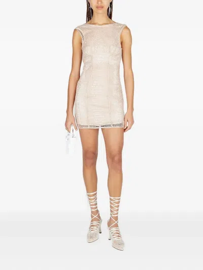 Isa Boulder Bodyweb Mini Dress In Neutral