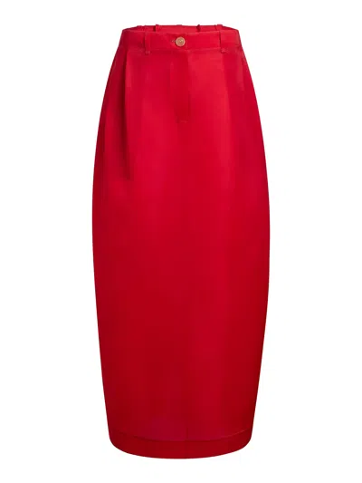 Khaite Lucian Maxi Skirt In Red
