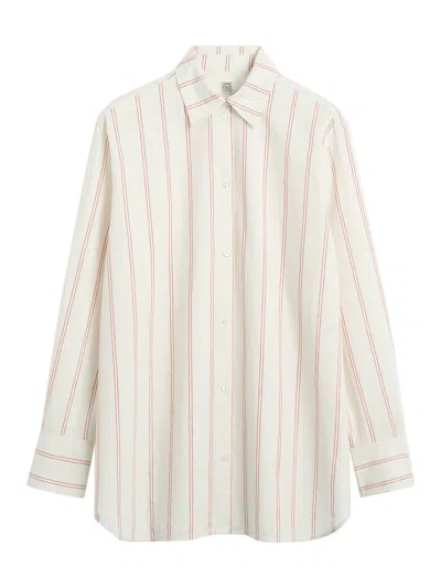 Totême Toteme Relaxed Stripe Button-up Shirt In White