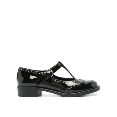 Miu Miu Logo Leather Mary Jane In Black