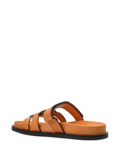 Tory Burch Ines Brown Sandals With Strap And Logo Band In Leather Woman