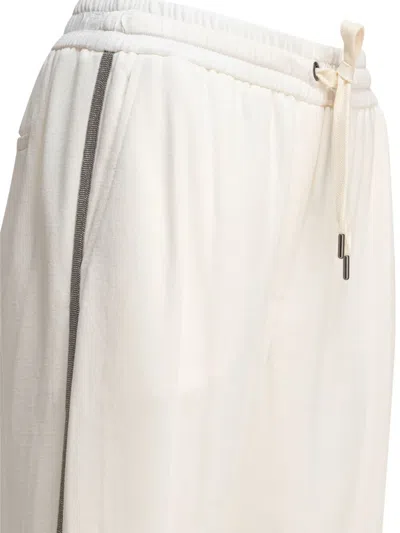 Brunello Cucinelli Tailored Trousers With Side Stripe Detail In White