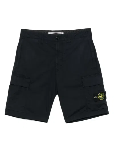 Stone Island Old Effect Cotton Cargo Bermuda Shorts Clothing In Blue