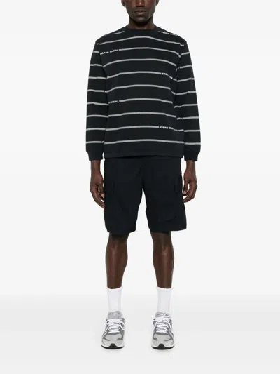 Stone Island Old Effect Cotton Cargo Bermuda Shorts Clothing In Blue