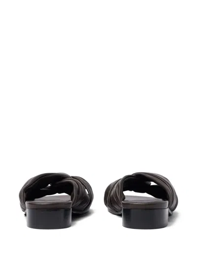 Scarosso Knotted-detail Slide Sandals In Dark Brown - Calf