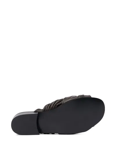 Scarosso Knotted-detail Slide Sandals In Dark Brown - Calf