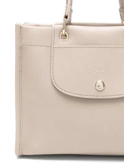 Longchamp Grey Handbag With Embossed Logo On The Front And Adjustable And Removable Shoulder Strap In Clay