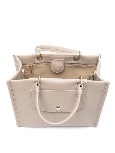 Longchamp Grey Handbag With Embossed Logo On The Front And Adjustable And Removable Shoulder Strap In Clay
