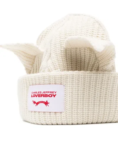 Charles Jeffrey Loverboy Off-white Chunky Ears Beanie In Neutrals