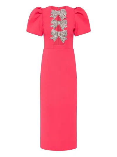 Rebecca Vallance Red 'posey' Midi Dress With Bows