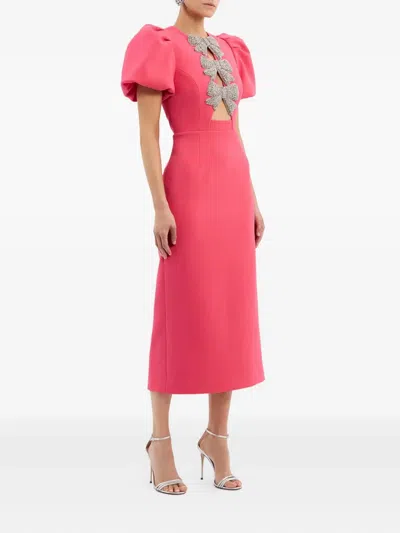 Rebecca Vallance Red 'posey' Midi Dress With Bows