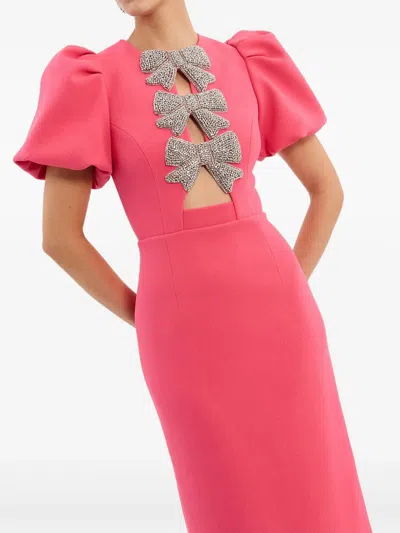 Rebecca Vallance Red 'posey' Midi Dress With Bows