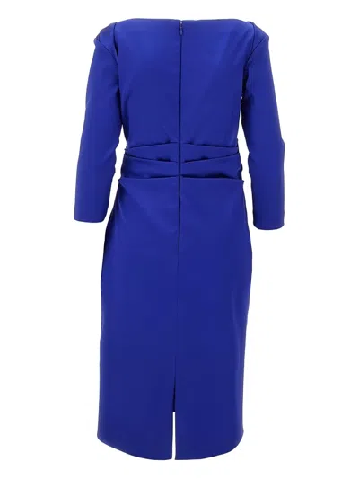 Talbot Runhof Duchesse Satin Knee-length Dress In Blue