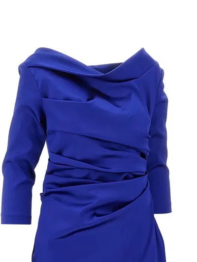 Talbot Runhof Duchesse Satin Knee-length Dress In Blue