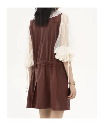 Chloé Bordeaux Vest With V Neck And Adjustable Belt In Leather Woman In Multicolor