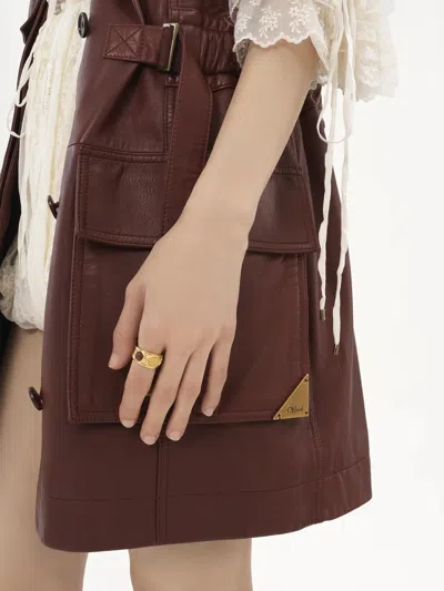 Chloé Bordeaux Vest With V Neck And Adjustable Belt In Leather Woman In Multicolor