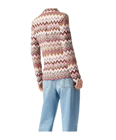 Missoni Single-breasted Blazer In Cotton And Zigzag Viscose In Pink