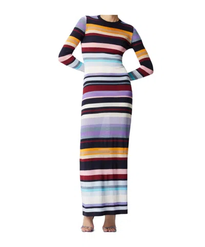 Missoni Wool Blend Long Sleeve Knit Maxi Dress In Multicolor