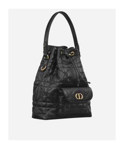 Dior Small  Caro Bucket Bag In Black