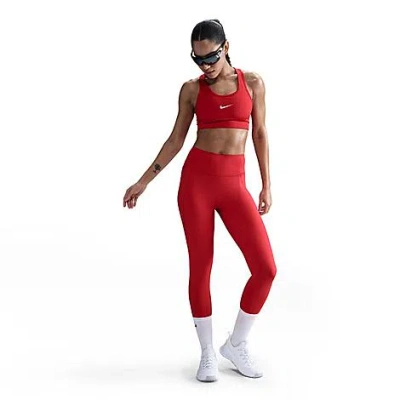 Nike Women's Universa Medium-support High-waisted 7/8 Leggings With Pockets In University Red/university Red/varsity Red 
