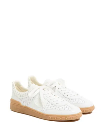 Valentino Garavani Nappa Leather Upvillage Round Toe Sneakers In White