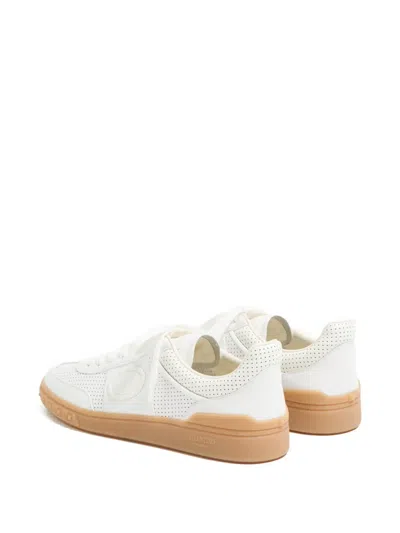 Valentino Garavani Nappa Leather Upvillage Round Toe Sneakers In White